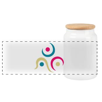 Yoga design_9 - Panoramic Cookie Jar with Wooden Lid - white - Front