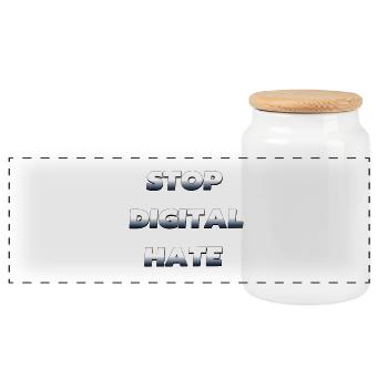 Stop Digital Hate – against digital violence - Panoramic Cookie Jar with Wooden Lid - white - Front