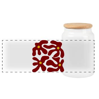 Rote Blumen Organisches transparentes Design -V3 - Panorama Keksdose mit Holzdeckel - Weiß - Vorne