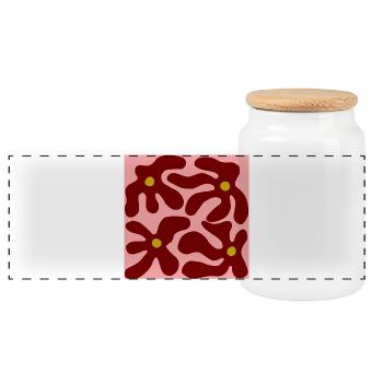 Rote Blumen Organisches Design -V3 - Panorama Keksdose mit Holzdeckel - Weiß - Vorne