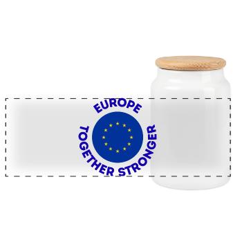 L’Europe Ensemble Emblème Fort - Boîte à biscuits avec couvercle en bois - blanc - Devant