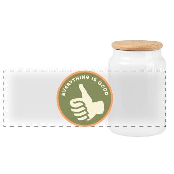 Tout va bien, bons pouces rétro - Boîte à biscuits avec couvercle en bois - blanc - Devant