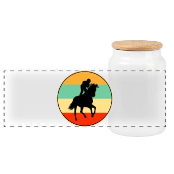 Jockey rétro de courses de chevaux Vintage Sunset Silhouett - Boîte à biscuits avec couvercle en bois - blanc - Devant