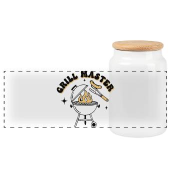 Papa du Maître BBQ Grill Drôle - Boîte à biscuits avec couvercle en bois - blanc - Devant