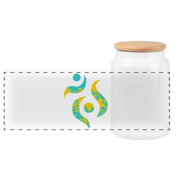 Yoga design_23 - Panoramic Cookie Jar with Wooden Lid - white - Front