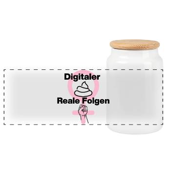 DIGITALER KACK, REALE FOLGEN! ♀️GIRL POWER, FEMALE - Panorama Keksdose mit Holzdeckel - Weiß - Vorne