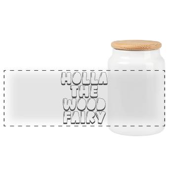 holla the wood fairy - Panoramic Cookie Jar with Wooden Lid - white - Front