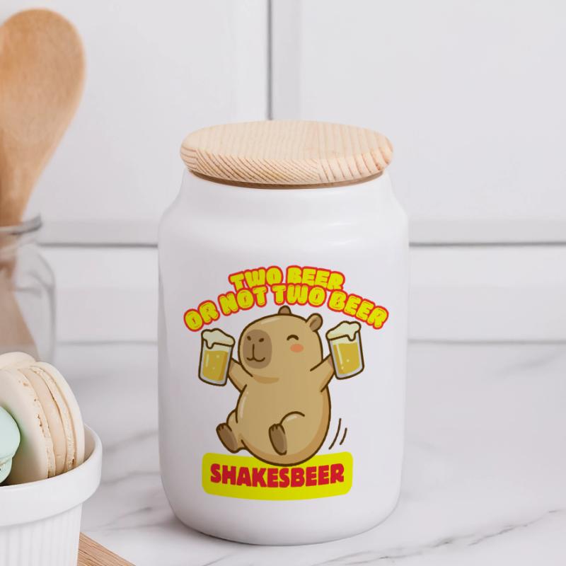 Zwei Bier oder nicht zwei Bier – Shakesbeer – Capybara Panorama Keksdose mit Holzdeckel