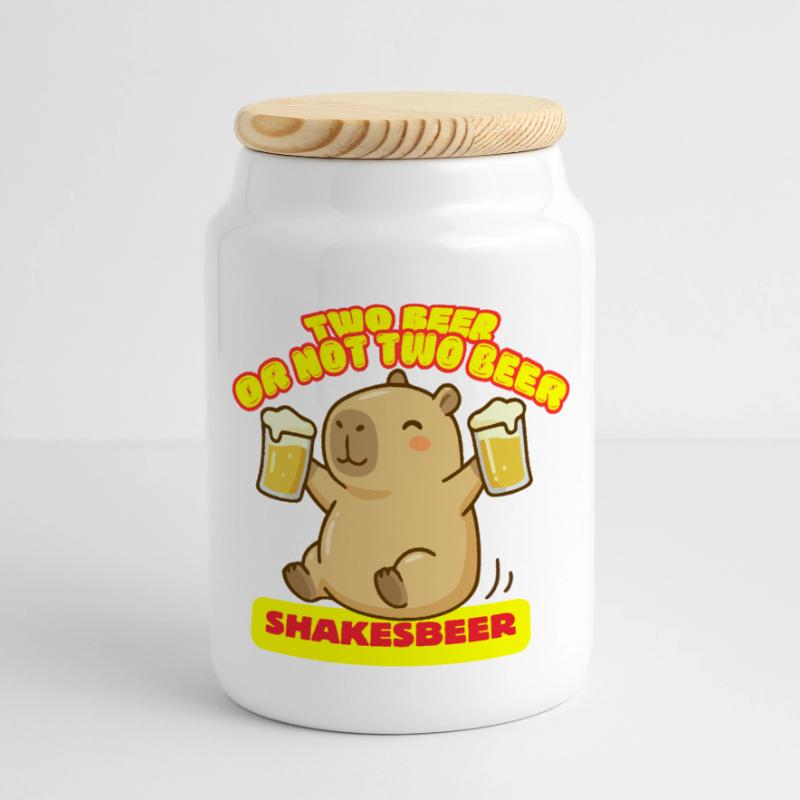 Zwei Bier oder nicht zwei Bier – Shakesbeer – Capybara Panorama Keksdose mit Holzdeckel