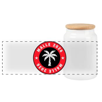 Cercle de palmiers Malle 2026 - Boîte à biscuits avec couvercle en bois - blanc - Devant