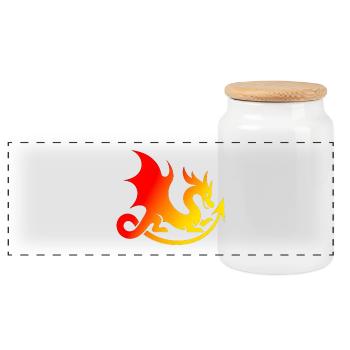 Silhouette du Dragon Coloré - Boîte à biscuits avec couvercle en bois - blanc - Devant