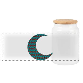 Croissant de lune avec motif oriental - Boîte à biscuits avec couvercle en bois - blanc - Devant