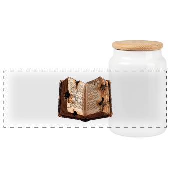Destroyed Open Book, Read - Panoramic Cookie Jar with Wooden Lid - white - Front