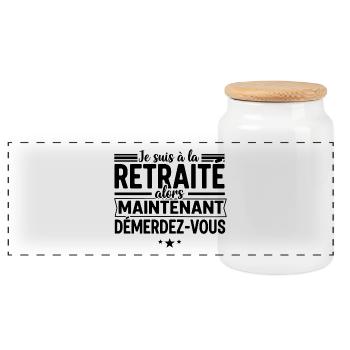 Retraite: Demandez-Vous Maintenant - Boîte à biscuits avec couvercle en bois - blanc - Devant