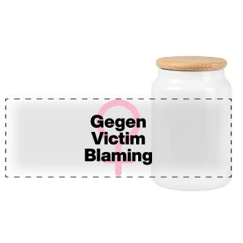GEGEN VICTIM BLAMING – JETZT! ♀ FEMALE POWER GIRLS - Panorama Keksdose mit Holzdeckel - Weiß - Vorne