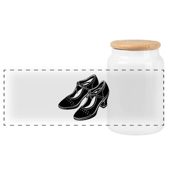 Dance shoes - Panoramic Cookie Jar with Wooden Lid - white - Front