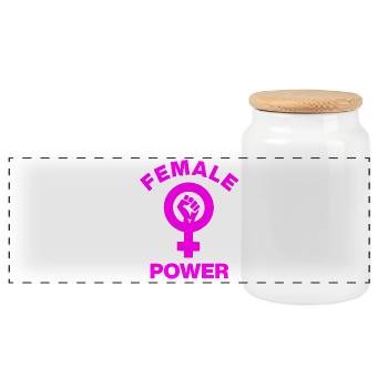 FEMALE POWER – GIRL POWER FAUST! ♀ GIRLS SISTERS - Panorama Keksdose mit Holzdeckel - Weiß - Vorne