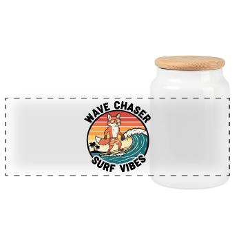 Fox Surfer Wave Chaser Surf-Vibes - Panorama Keksdose mit Holzdeckel - Weiß - Vorne