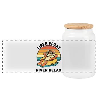 Tiger Buoy Retro Tiger Float River Relax - Panorama Keksdose mit Holzdeckel - Weiß - Vorne