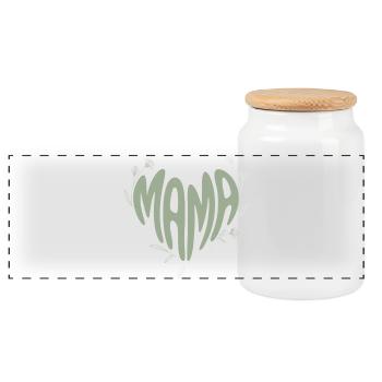 Font de maman cœur avec des fleurs - Boîte à biscuits avec couvercle en bois - blanc - Devant