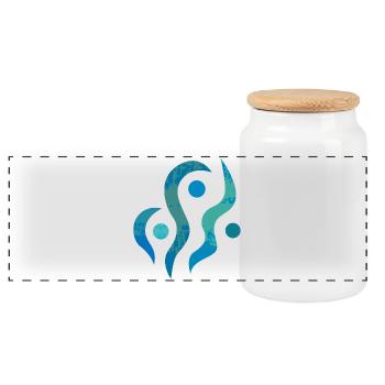 Yoga design_36 - Panoramic Cookie Jar with Wooden Lid - white - Front