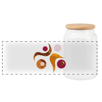 Yoga design_49 - Panoramic Cookie Jar with Wooden Lid - white - Front