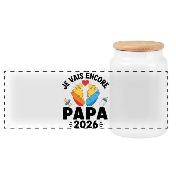 cadeau Encore Papa cette Année - Boîte à biscuits avec couvercle en bois - blanc - Devant