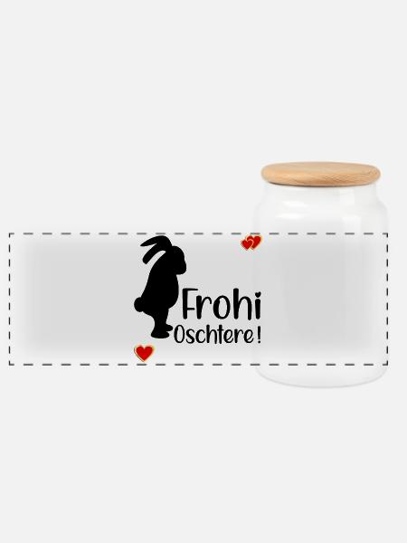 FROHE OSTERN SCHWEIZ - Panorama Keksdose mit Holzdeckel - Weiß