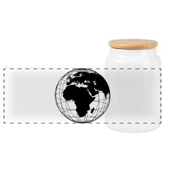 Globe Earth Modern Minimalist - Black - Panoramic Cookie Jar with Wooden Lid - white - Front