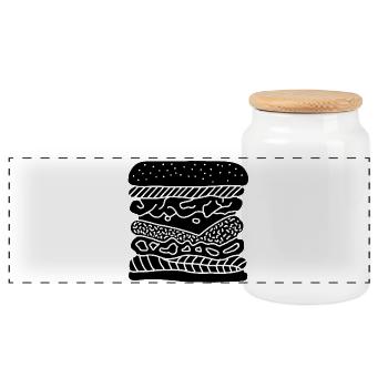 Burger empilé - Boîte à biscuits avec couvercle en bois - blanc - Devant