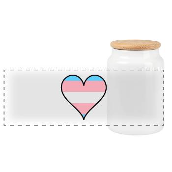 Trans Pride Herz - Panorama Keksdose mit Holzdeckel - Weiß - Vorne