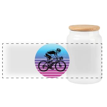 Gift idea for a road bike with road bike - Panoramic Cookie Jar with Wooden Lid - white - Front