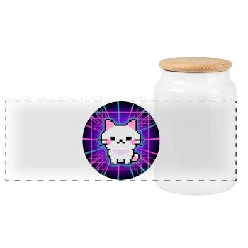 Neon Pixel Pets – Glitch Vibes für Gamer - Panorama Keksdose mit Holzdeckel - Weiß - Vorne