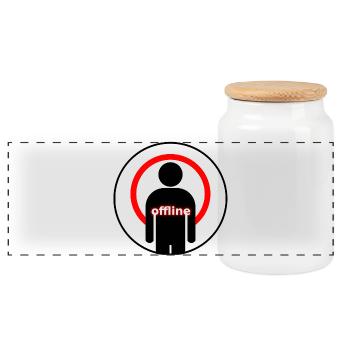Offline Mode Introvert Signal Lost - Panoramic Cookie Jar with Wooden Lid - white - Front