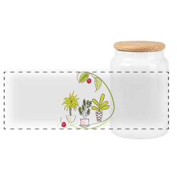 Blumen Fantasie - Panorama Keksdose mit Holzdeckel - Weiß - Vorne