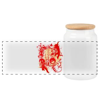 Splash Sonore Rouge DJ - Boîte à biscuits avec couvercle en bois - blanc - Devant