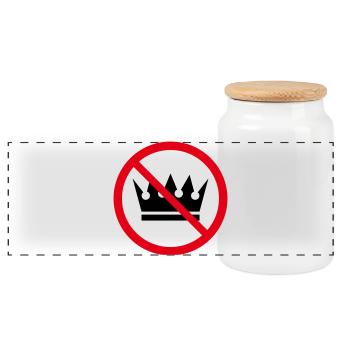 Keine Könige! (Protestschild / POS 2C) - Panorama Keksdose mit Holzdeckel - Weiß - Vorne