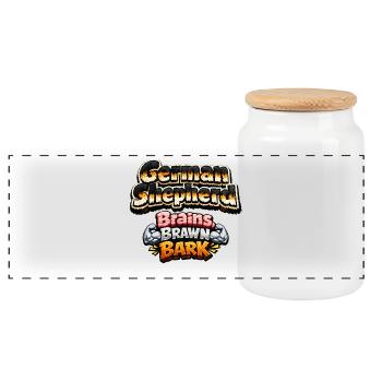 Berger allemand : Pouvoir intelligent - Boîte à biscuits avec couvercle en bois - blanc - Devant