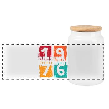 Millésime 1976 - Boîte à biscuits avec couvercle en bois - blanc - Devant