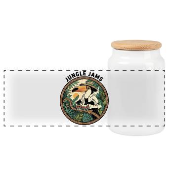 Toucan Jungle jammet Bongo-Schlagzeuger Retro - Panorama Keksdose mit Holzdeckel - Weiß - Vorne
