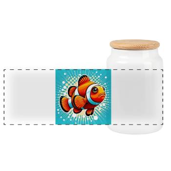 Poisson-clown - Boîte à biscuits avec couvercle en bois - blanc - Devant
