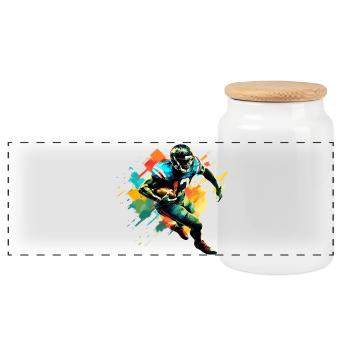 American Football Player Illustration Trending - Panoramic Cookie Jar with Wooden Lid - white - Front