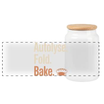 Autolyse Fold Bake Bread - Panoramic Cookie Jar with Wooden Lid - white - Front
