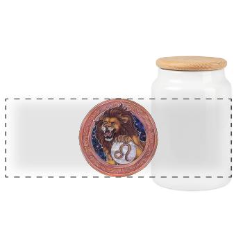 Zodiac Sign Sternzeichen Löwe Leo Geschenk - Panorama Keksdose mit Holzdeckel - Weiß - Vorne