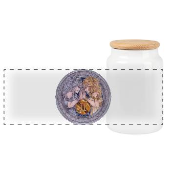 Signe du zodiaque Cadeau des Gémeaux - Boîte à biscuits avec couvercle en bois - blanc - Devant