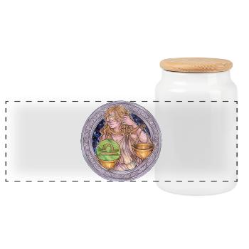 Zodiac Sign Sternzeichen Waage Libra Geschenk - Panorama Keksdose mit Holzdeckel - Weiß - Vorne