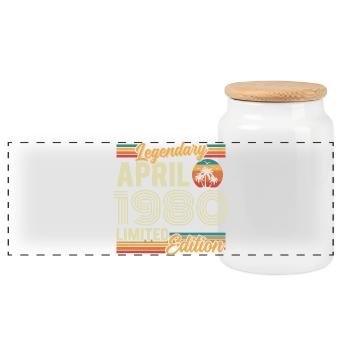 April 1980 46th Anniversary Gift - April 1980 - Panoramic Cookie Jar with Wooden Lid - white - Front