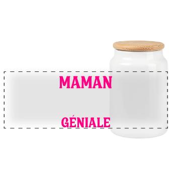 Cadeau Je suis une Maman trop Géniale - Boîte à biscuits avec couvercle en bois - blanc - Devant