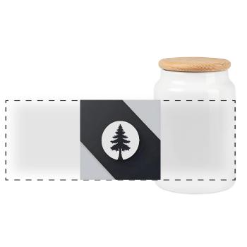 Tree silhouette in the circle of the moon - Panoramic Cookie Jar with Wooden Lid - white - Front