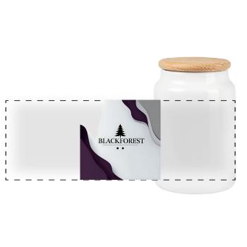Blackforest Baum Logo Kontrast - Panorama Keksdose mit Holzdeckel - Weiß - Vorne